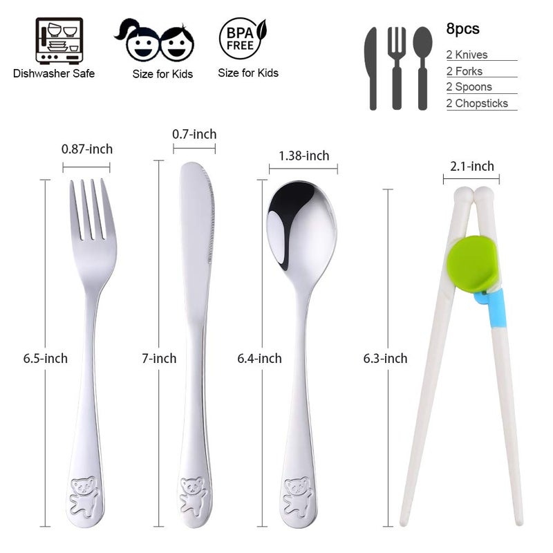 Poylim Kids Silverware, Stainless Steel Children Flatware Set, Toddler Utensils Set of 2, Silver - Image 2